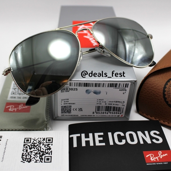 Model Display RayBan Aviator Silver RB3025 Mirror - Picture 3 of 17